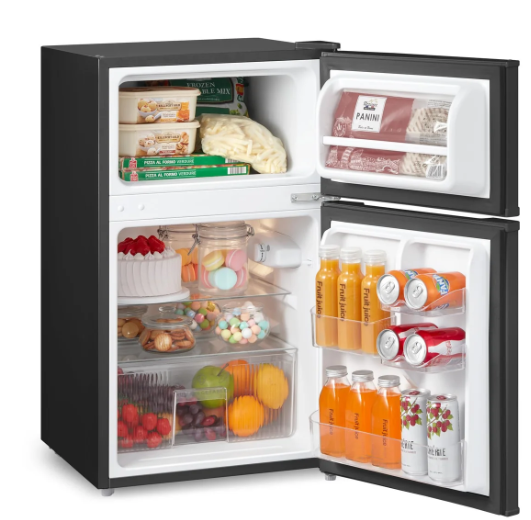 COMFEE' RCT87BL2(E) Under Counter Fridge Freezer, 87L Double Door Small Fridge Freezer with Light